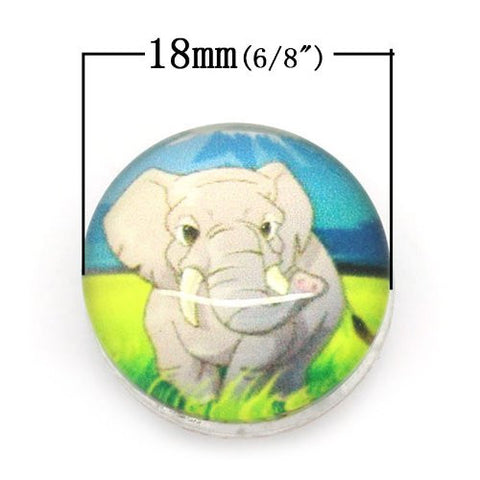 Elephant Design Glass Chunk Charm Button Fits Chunk Bracelet - Sexy Sparkles Fashion Jewelry - 2