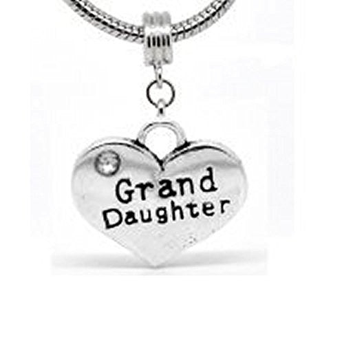 Heart 2 Sided w/  Crystal Stones Grand Daughter Charm
