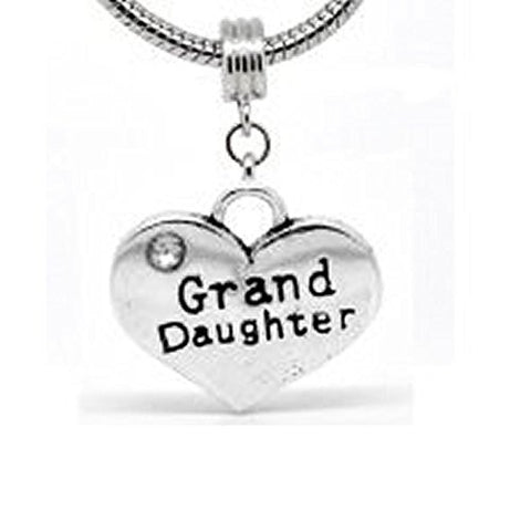 Heart 2 Sided w/  Crystal Stones Grand Daughter Charm - Sexy Sparkles Fashion Jewelry - 1