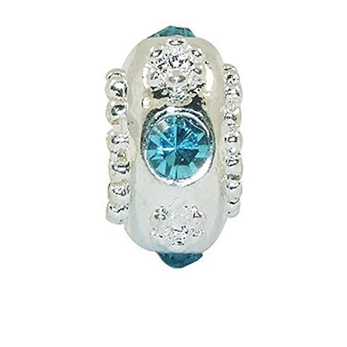 Ligh Blue Crystal  European Bead Compatible for Most European Snake Chain Charm Bracelet
