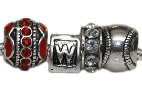 Set of Four (4) Washington Nationals Theme Charm Beads For Snake Chain Bracelet