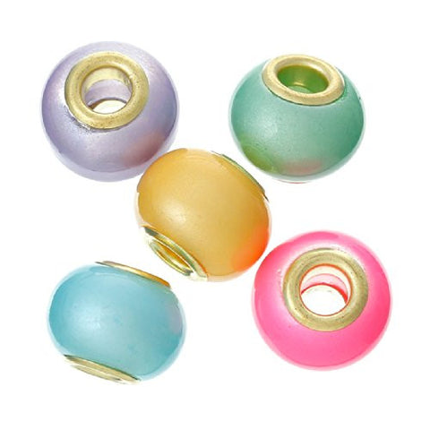 Ten (10) Mixed Glass European Lampwork Charm Beads Compatible with Snake Chain Bracelet - Sexy Sparkles Fashion Jewelry - 3