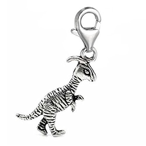 Dinosaur Bead Clip On For Bracelet Charm Pendant for European Charm Jewelry w/ Lobster Clasp