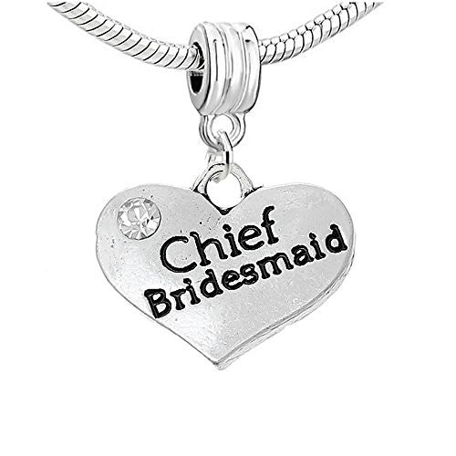 Chief Bridesmaid Charm for Most European Snake Chain Bracelet - Sexy Sparkles Fashion Jewelry