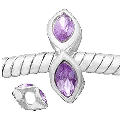 Rhinestone Amethyst  Crystal Charm February Birthstone Charm Compatible with European Snake Chain Charm Bracelet - Sexy Sparkles Fashion Jewelry - 1