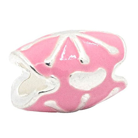 Pink Enamel Sea Shell Clam Charm European Bead Compatible for Most European Snake Chain Bracelet - Sexy Sparkles Fashion Jewelry - 1