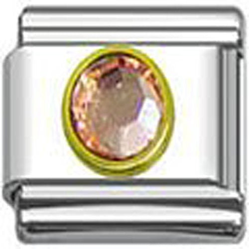 October Birthstone Italian Charm with Gold Tone Frame