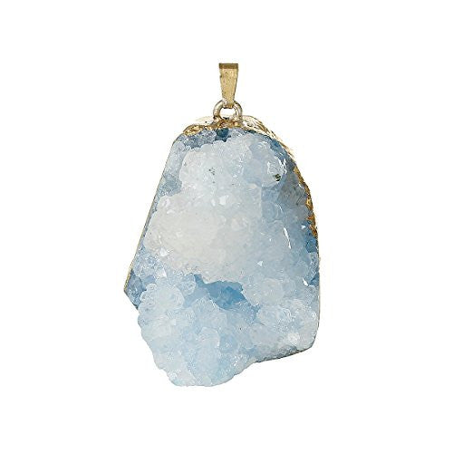 (Grade A) Natural Agate Druzy /Drusy Charm Pendant (Light Blue) - Sexy Sparkles Fashion Jewelry - 1