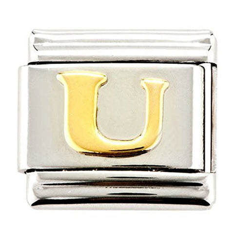 Gold plated base Letter U Italian Charm Bracelet Link - Sexy Sparkles Fashion Jewelry - 1