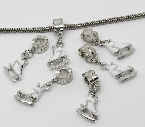 Ice Skate Spacer Beads for Snake Chain Charm Bracelet - Sexy Sparkles Fashion Jewelry - 2