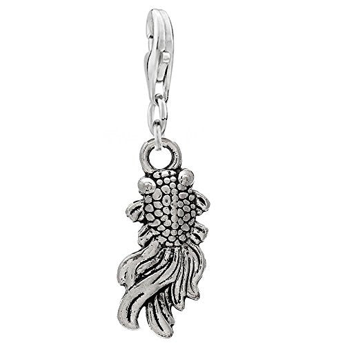 Silver Tone Fish Clip on for Bracelet Charm Pendant for European Charm Jewelry w/ Lobster Clasp