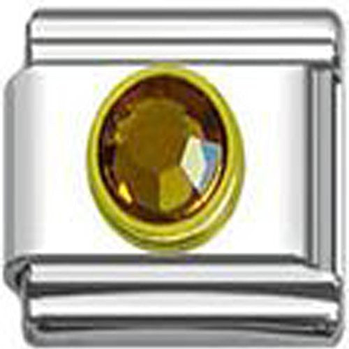 November Birthstone Italian Charm with Gold Tone Frame - Sexy Sparkles Fashion Jewelry - 1