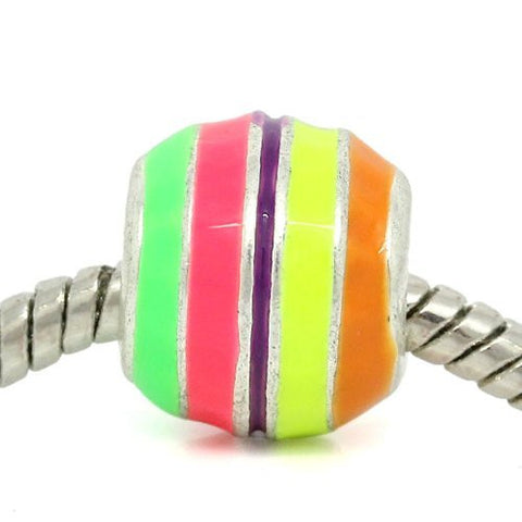 Multi  Enamel Barrel Charm European Bead Compatible for Most European Snake Chain Bracelet - Sexy Sparkles Fashion Jewelry - 4