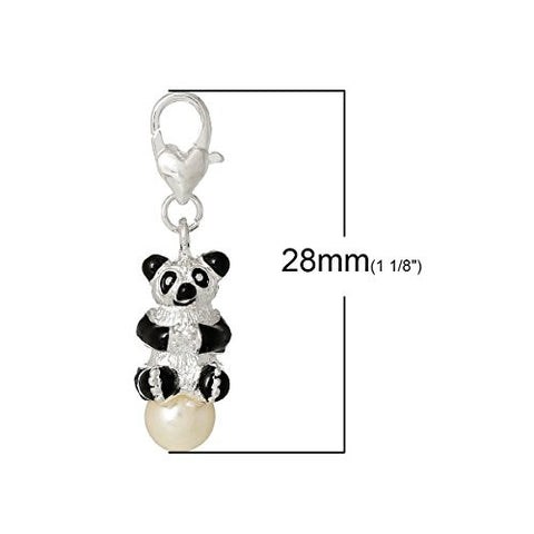 Baby Panda Seating on Acrylic Pearl Bead Clip On Charm for European Charm Jewelry w/ Lobster Clasp - Sexy Sparkles Fashion Jewelry - 3