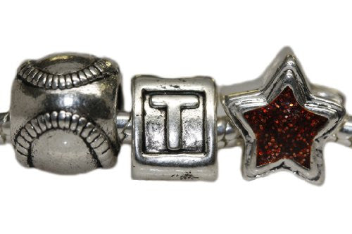 Texas Rangers Theme Charm Beads For Snake Chain Bracelet