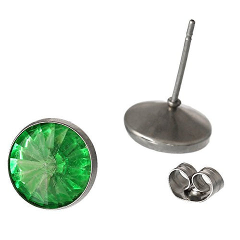 August Birthstone Stainless Steel Post Stud Earrings with  Rhinestone - Sexy Sparkles Fashion Jewelry - 2