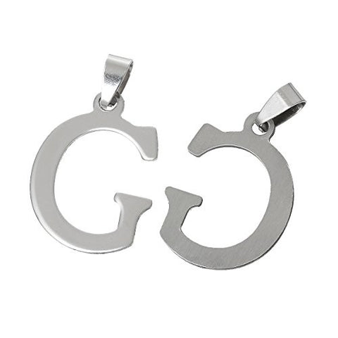 Stainless Steel Alphabet/Letter G Charm Pendant - Sexy Sparkles Fashion Jewelry - 2