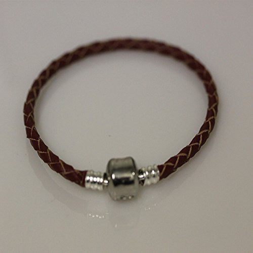 8.0" High Quality Dark Red Real Leather Bracelet For European Snake Chain Charms