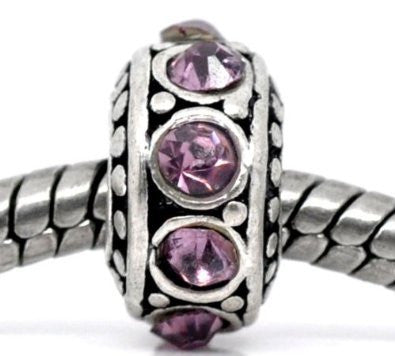 Five (5) February Birthstone Beads For Snake Chain Charm Bracelet - Sexy Sparkles Fashion Jewelry - 2