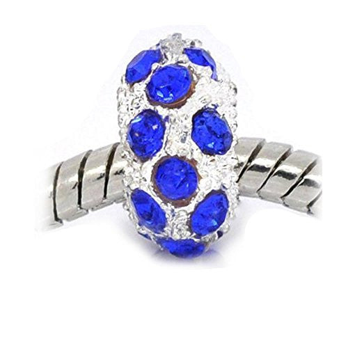 Dark Blue Rhinestone Birthstone Charm fits European Snake Chain Charm Bracelet - Sexy Sparkles Fashion Jewelry - 1