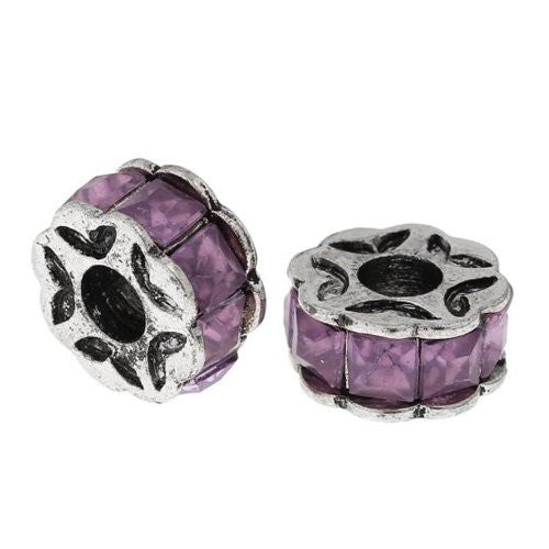 Amethyst Flower Design Charm Beads for Snake Charm Charm Bracelet - Sexy Sparkles Fashion Jewelry - 1