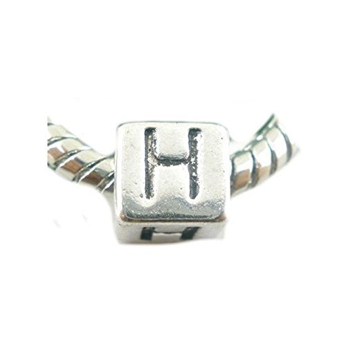 One Alphabet Block Beads Letter H for European Snake Chain Charm Braclets