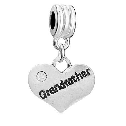 2 Sided Heart w/Crystal Stones For Snake Chain  "Grandfather"
