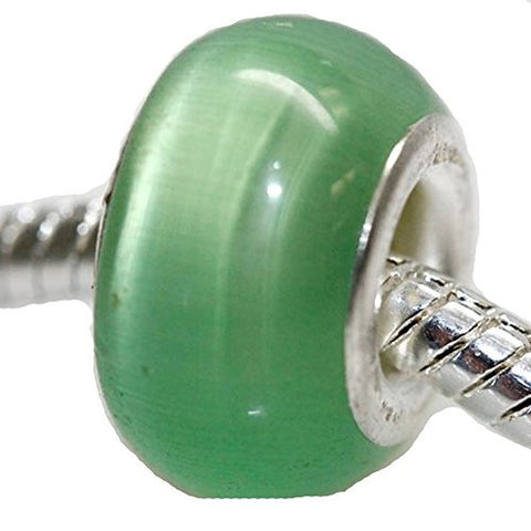 Cat's Eye Glass European Beads For Snake Chain Bracelet (Light Green) - Sexy Sparkles Fashion Jewelry - 1