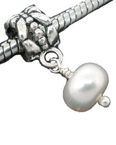 Created Imitation Pearl Dangle Charm European Bead Compatible for Most European Snake Chain Bracelet - Sexy Sparkles Fashion Jewelry - 1
