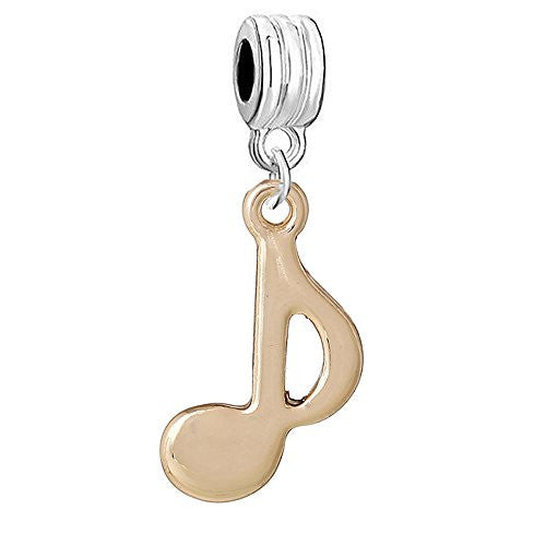 Light Golden  Musical Note Bead Compatible for Most European Snake Chain Bracelet