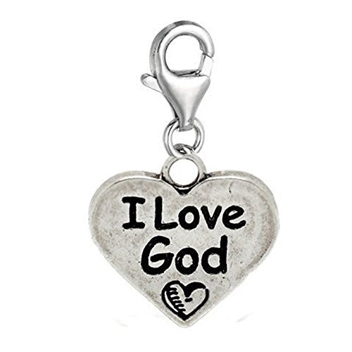 Clip on I Love God Charm Pendant for European Jewelry w/ Lobster Clasp - Sexy Sparkles Fashion Jewelry