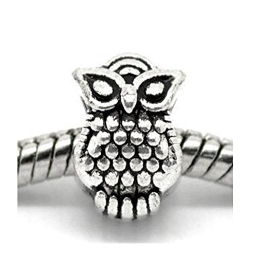 Owl Slide on Bead Charm Spacer For Snake Chain Charm Bracelet