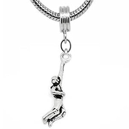 Basketball Player Dangle Bead European Bead Compatible for Most European Snake Chain Charm Bracelet