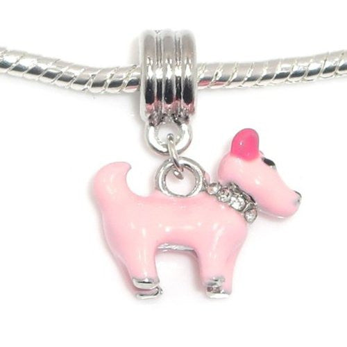 Pink Dog Dangle Bead European Bead Compatible for Most European Snake Chain Charm Bracelet - Sexy Sparkles Fashion Jewelry