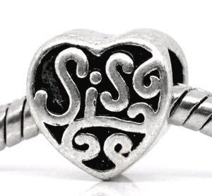 Sis Heart European Bead Compatible for Most European Snake Chain Bracelet - Sexy Sparkles Fashion Jewelry - 4