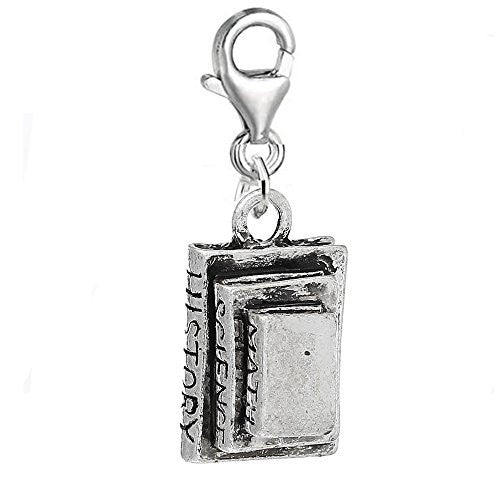 School Books Math Science History Books Charm Clip with Lobster Clasp - Sexy Sparkles Fashion Jewelry