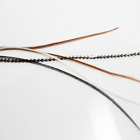 Feather Hair Extension 8-12 Black with Browns & Beige Quality Salon Feathers for Hair Extension - Sexy Sparkles Fashion Jewelry - 3