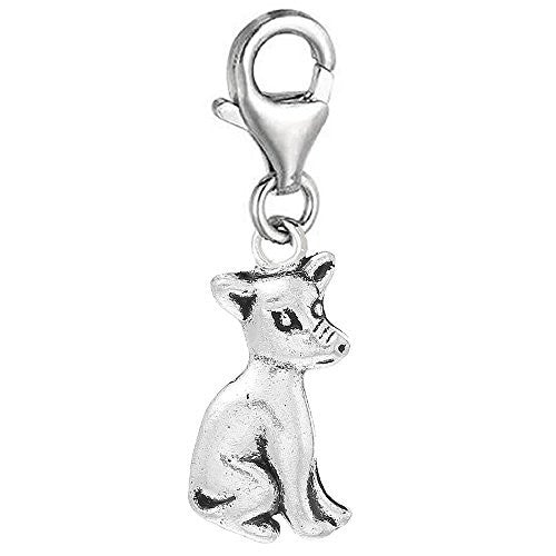 Clip on Dog Charm Pendant for European Clip on Charm Jewelry w/ Lobster Clasp - Sexy Sparkles Fashion Jewelry