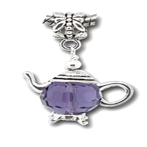3D Silver Tone Teapot Charm Beads for Snake Chain Bracelet (Purple) - Sexy Sparkles Fashion Jewelry