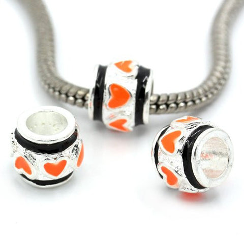Orange Heart Carved in Charm/European Bead Compatible for Most European Snake Chain Bracelet - Sexy Sparkles Fashion Jewelry - 2