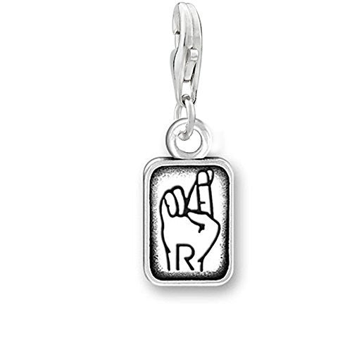 Sign Language Charm Pendant for Bracelets or Necklaces "R"
