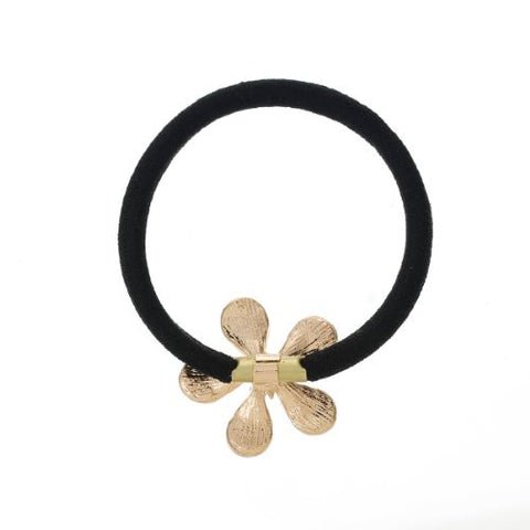 Nylon Cirlce Ring Hair Band Ponytail Holder Black Acrylic Imitation Pearl Choose Your Style From Menu (Flower) - Sexy Sparkles Fashion Jewelry - 2