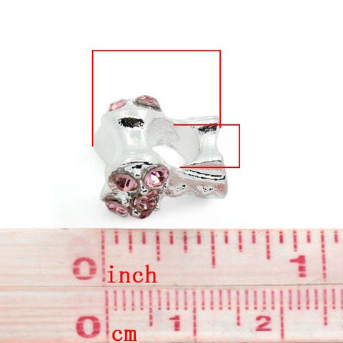 Pink Corset Top with Rhinestone Charm Bead Spacer For Snake Chain Bracelets - Sexy Sparkles Fashion Jewelry - 2