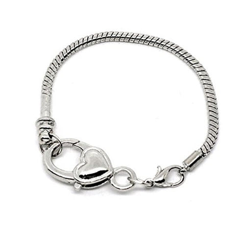 Heart Lobster Clasp Charm Bracelet Silver Tone (9.0") - Sexy Sparkles Fashion Jewelry - 1