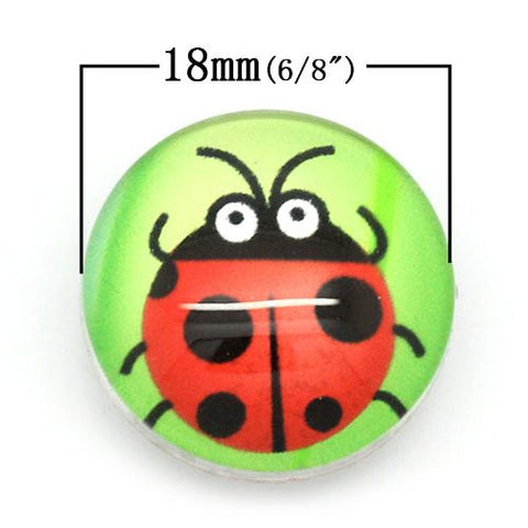 Ladybird Design Glass Chunk Charm Button Fits Chunk Bracelet - Sexy Sparkles Fashion Jewelry - 2