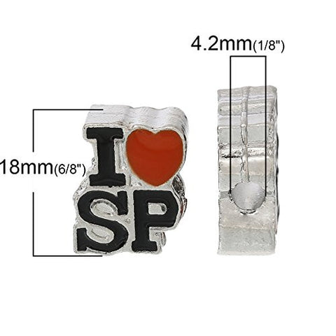 I Love SP South Park with Orange Heart Charm European Bead Compatible for Most European Snake Chain Bracelet - Sexy Sparkles Fashion Jewelry - 3