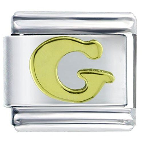 Gold plated base Letter G Italian Charm Bracelet Link