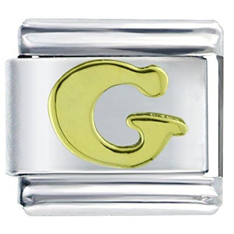 Gold plated base Letter G Italian Charm Bracelet Link - Sexy Sparkles Fashion Jewelry - 1