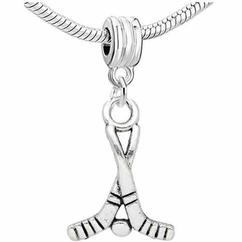 Ice Hockey Stick Dangle Charm European Bead Compatible for Most European Snake Chain Bracelet - Sexy Sparkles Fashion Jewelry - 2
