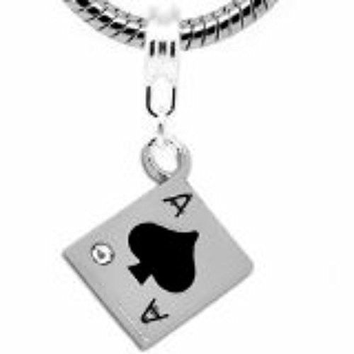 Poker Card W/ Crystal Enamel European Bead Compatible for Most European Snake Chain Charm Bracelet - Sexy Sparkles Fashion Jewelry